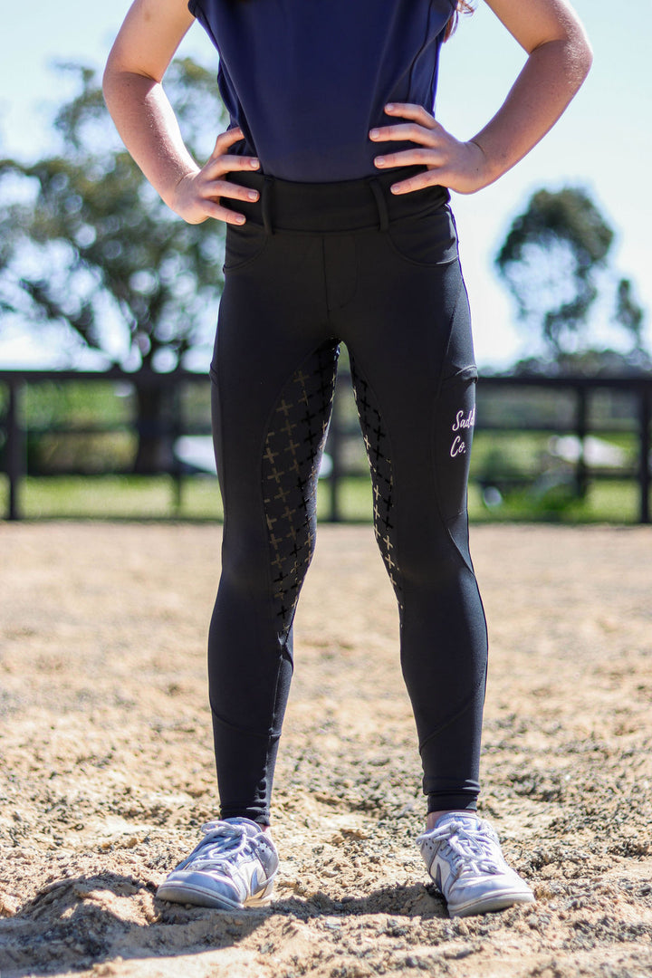 Youth Saddle Co “The Label” Equestrian Tights - Classic Black