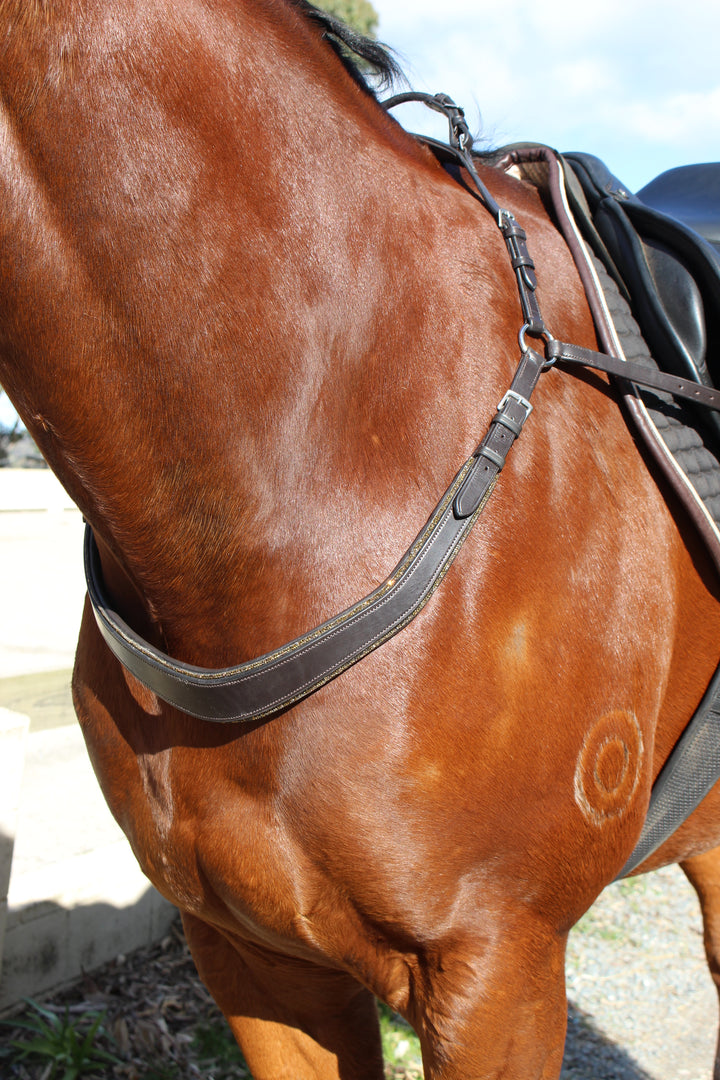 Saddle Co ‘Bling’ Balance Breastplate™- Brown Leather with Gold Rhinestone
