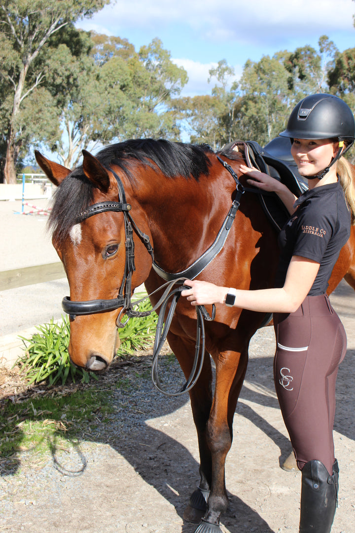 Saddle Co ‘Bling’ Balance Breastplate™- Black Leather with Silver Rhinestone