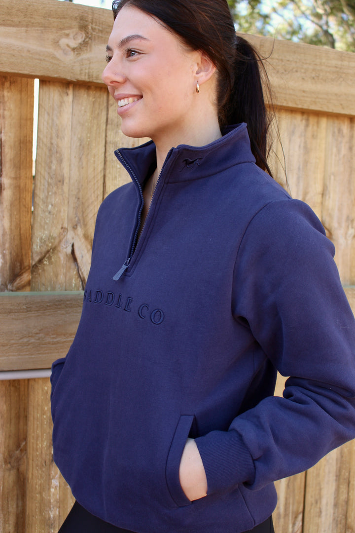 ‘Alice’ Quarter Zip Sweater - Heritage Navy