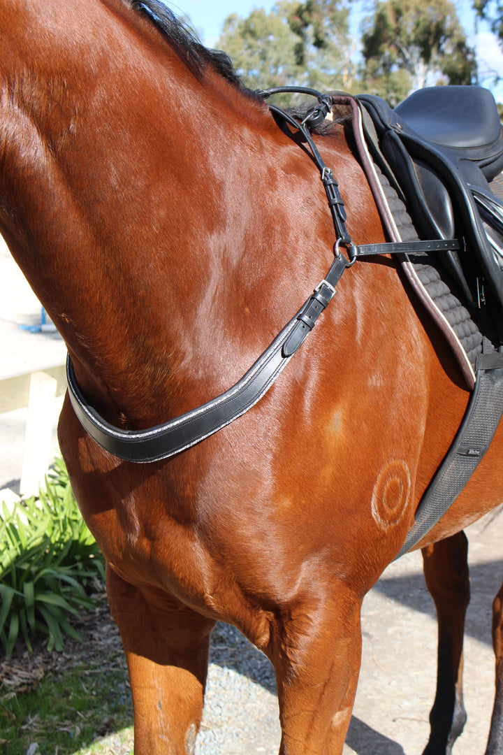Saddle Co ‘Bling’ Balance Breastplate™- Black Leather with Silver Rhinestone