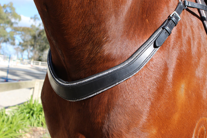 Saddle Co ‘Bling’ Balance Breastplate™- Black Leather with Silver Rhinestone