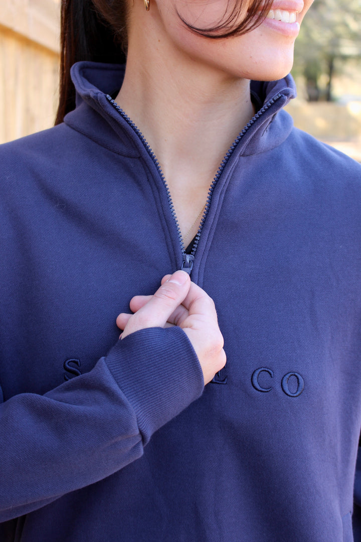 ‘Alice’ Quarter Zip Sweater - Heritage Navy