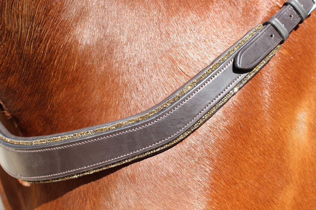 Saddle Co ‘Bling’ Balance Breastplate™- Brown Leather with Gold Rhinestone