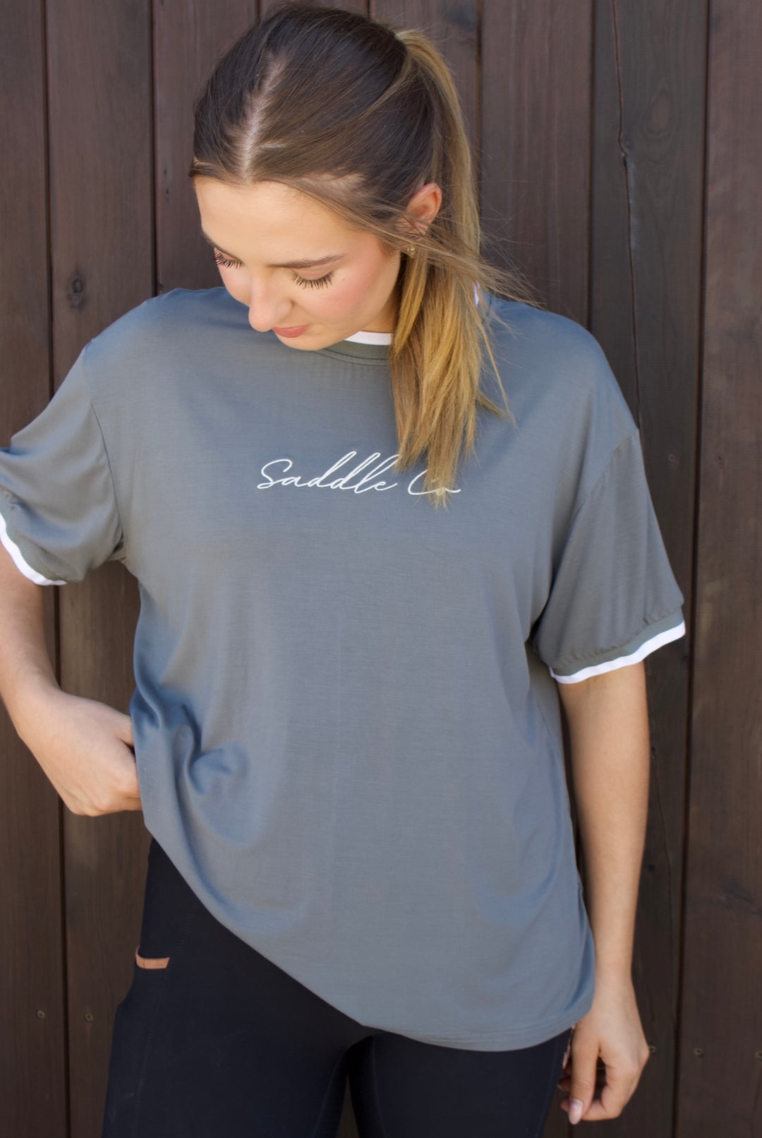Saddle Co ‘Elodie’ Neutral Tee - Grey Boulevard