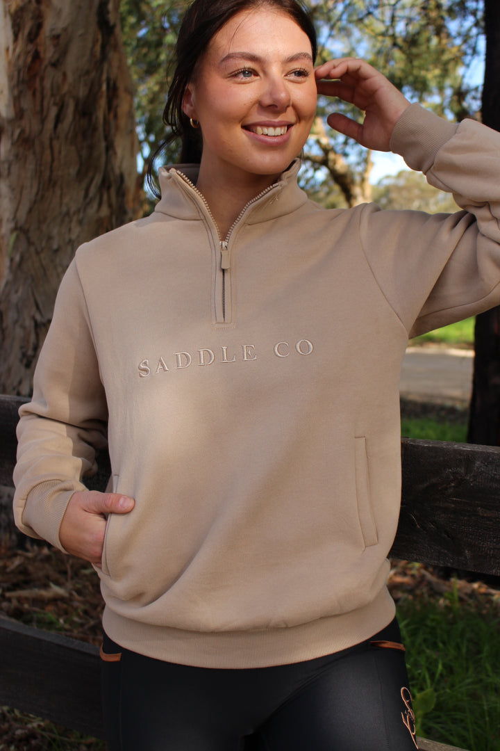 ‘Alice’ Quarter Zip Sweater - Toffee