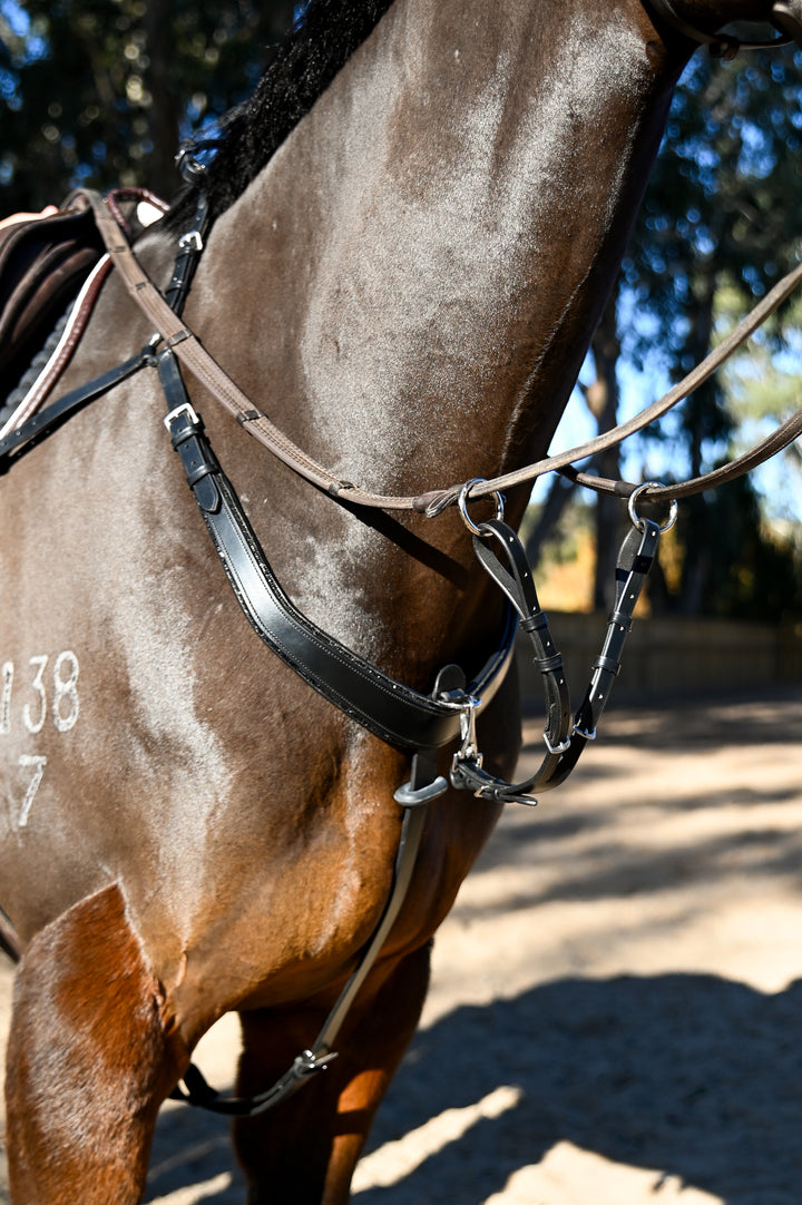 Saddle Co ‘Bling’ Balance Breastplate™- Brown Leather with Black Rhinestone