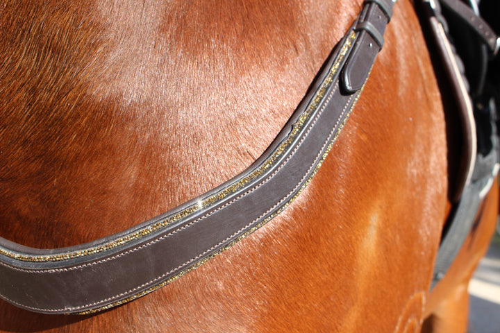Saddle Co ‘Bling’ Balance Breastplate™- Brown Leather with Gold Rhinestone