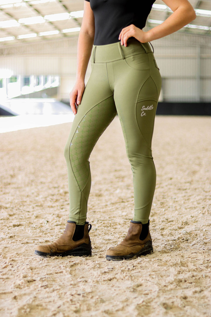 Youth Saddle Co “The Label” Equestrian Tights - Olive